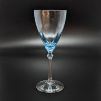 Fostoria Azure Blue 8 1/4" Optic Water Goblets W/ Clear Stem (6) 5098-5298