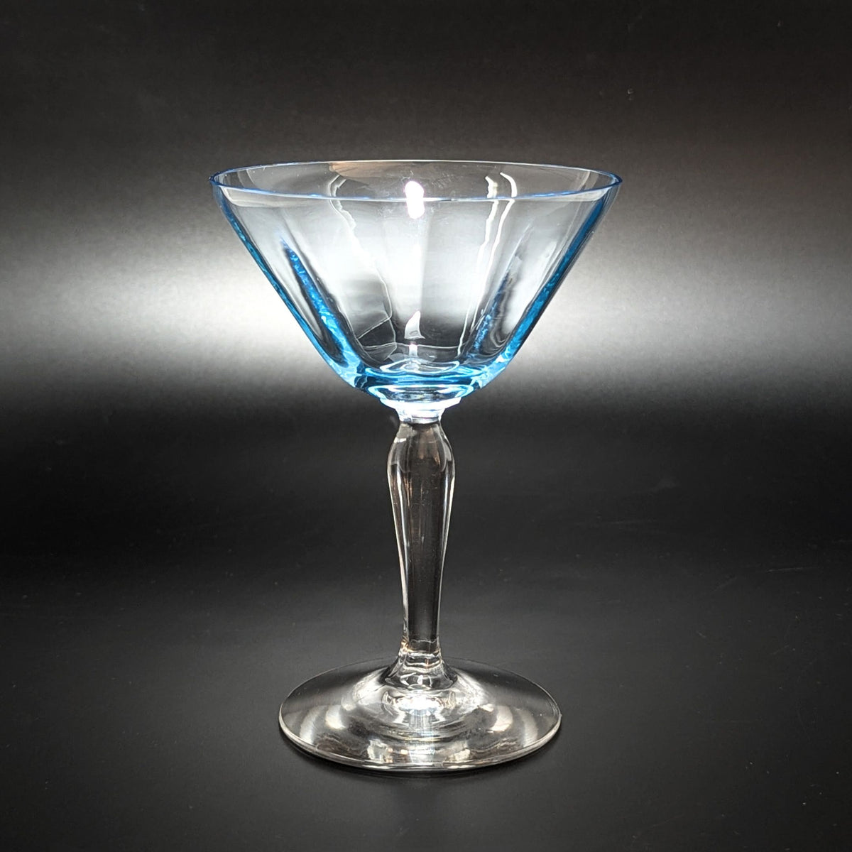 Fostoria Azure Blue 5 1/4" Optic Champagne/ Tall Sherbet Glasses (9) 5082-5282