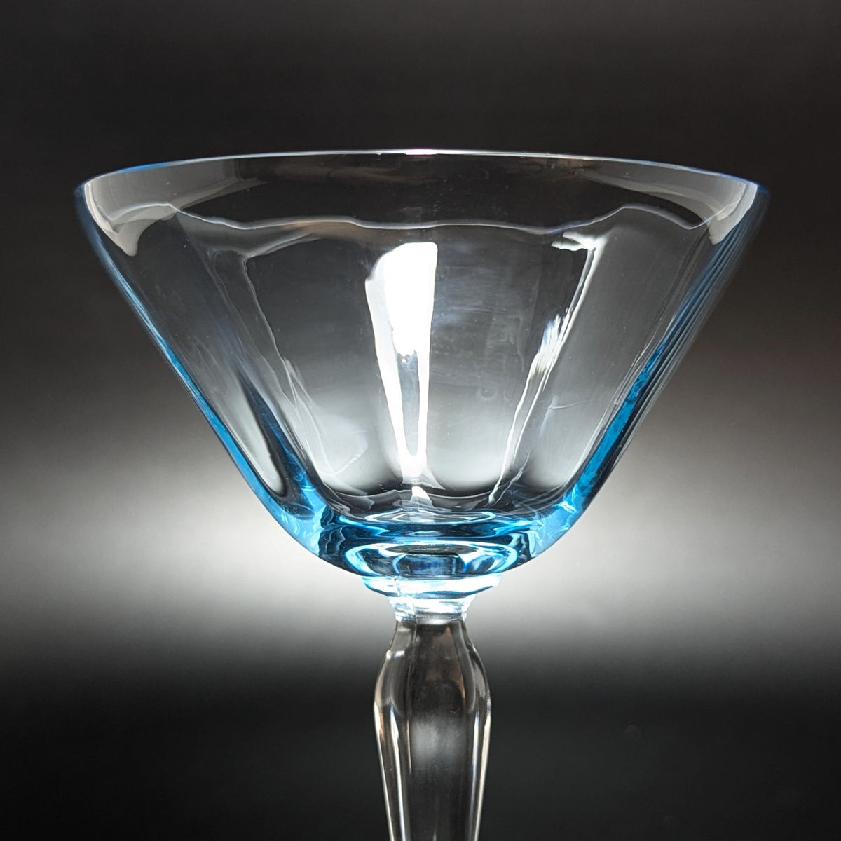 Fostoria Azure Blue 5 1/4" Optic Champagne/ Tall Sherbet Glasses (9) 5082-5282