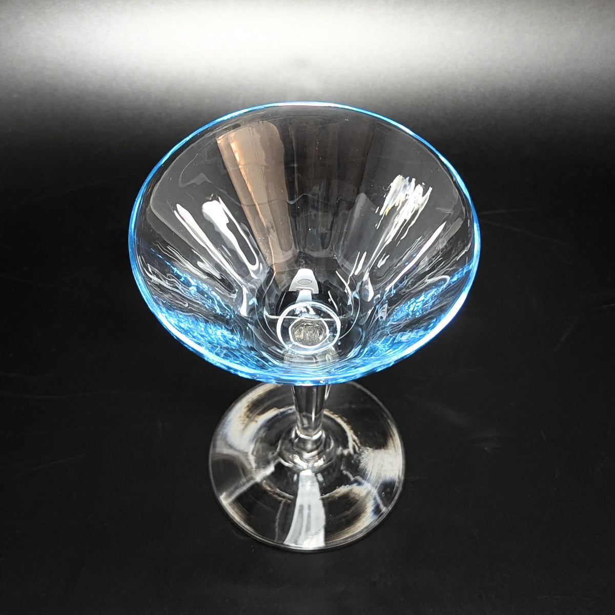 Fostoria Azure Blue 5 1/4" Optic Champagne/ Tall Sherbet Glasses (9) 5082-5282