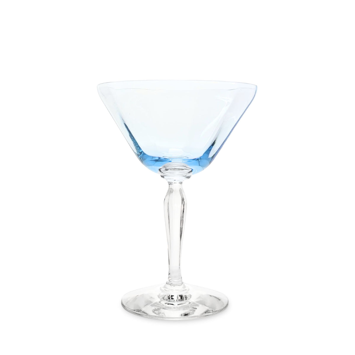 Fostoria Azure Blue 5 1/4" Optic Champagne/ Tall Sherbet Glasses (9) 5082-5282