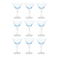 Fostoria Azure Blue 5 1/4" Optic Champagne/ Tall Sherbet Glasses (9) 5082-5282