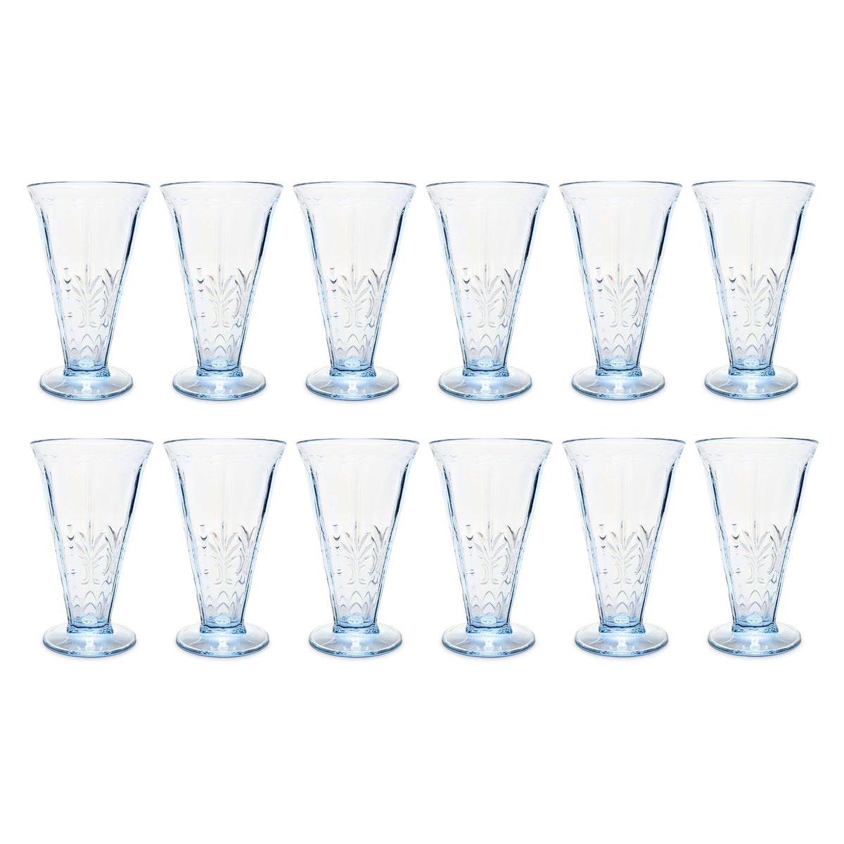 Fostoria "Baroque" Azure Blue 5 1/2" Footed Tumblers (12)