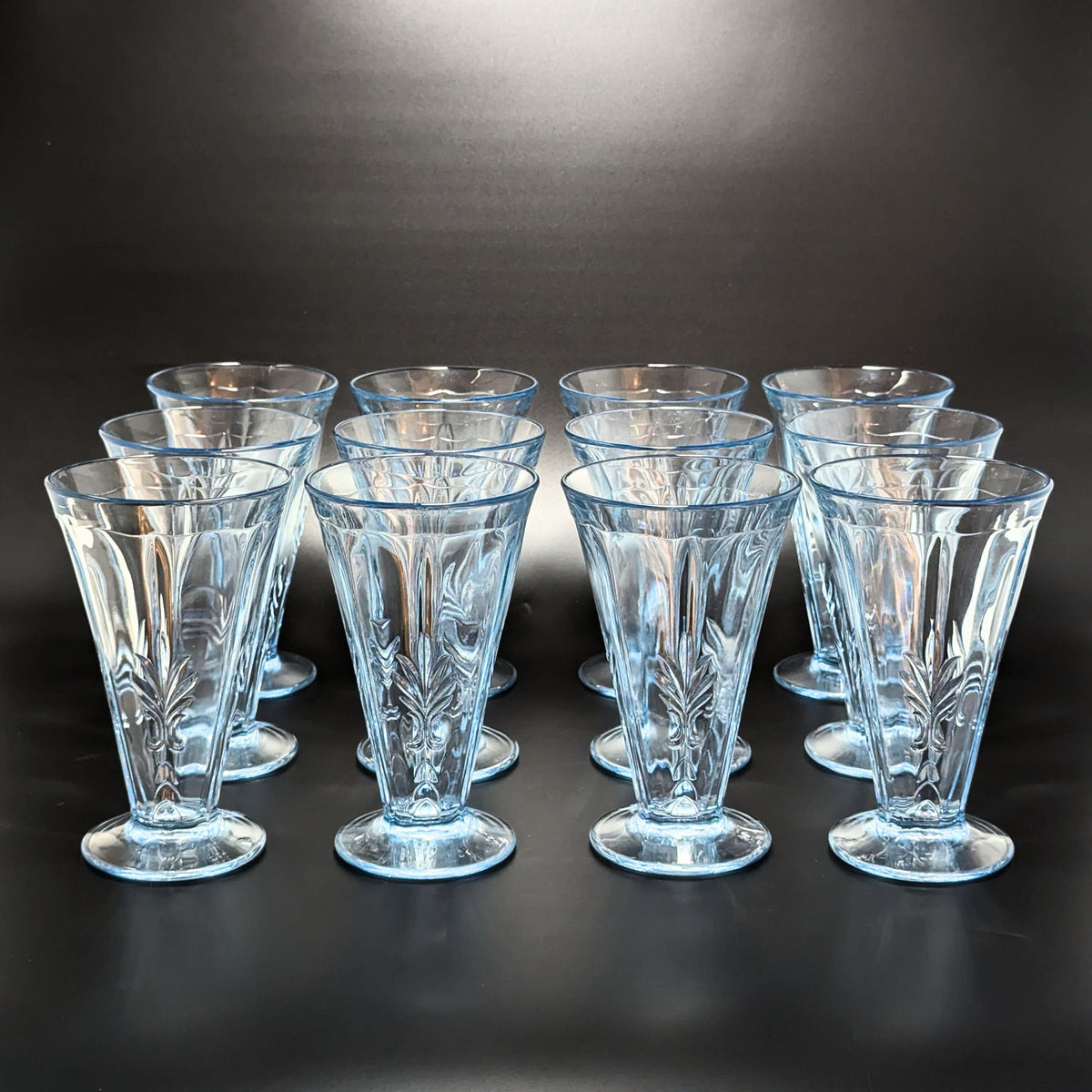 Fostoria "Baroque" Azure Blue 5 1/2" Footed Tumblers (12)