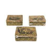 Antique Paper Mache Over Wood Boxes (Set of 3)