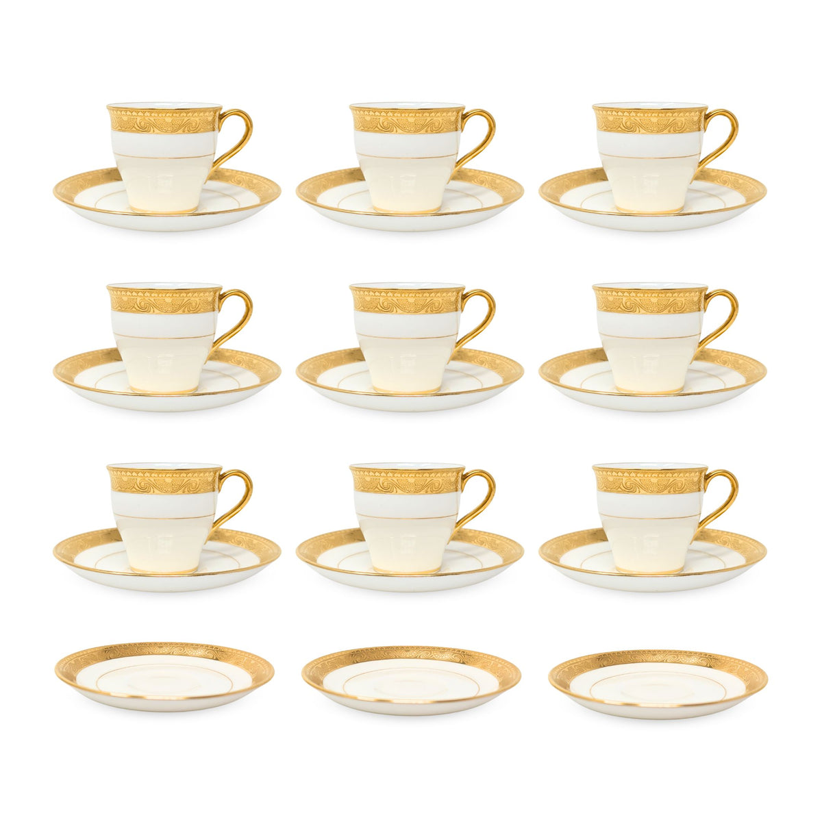 Minton Higgins & Seiter Bone China Set of 9 Demitasse Cups W/ 12 Saucers, H1426