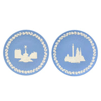 Wedgwood Blue Jasperware 1970 & 1971 London Landmark Christmas Plates (2)