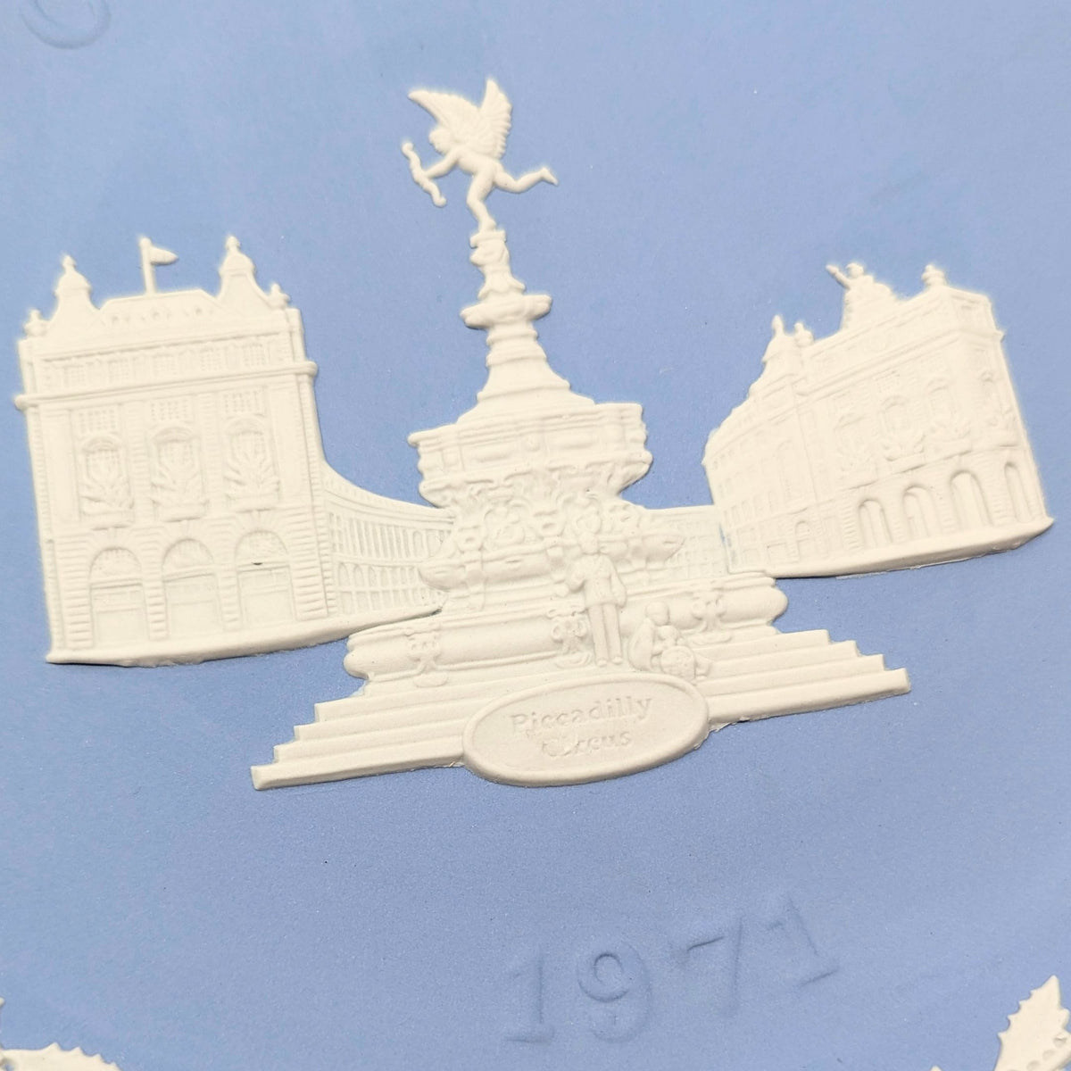 Wedgwood Blue Jasperware 1970 & 1971 London Landmark Christmas Plates (2)