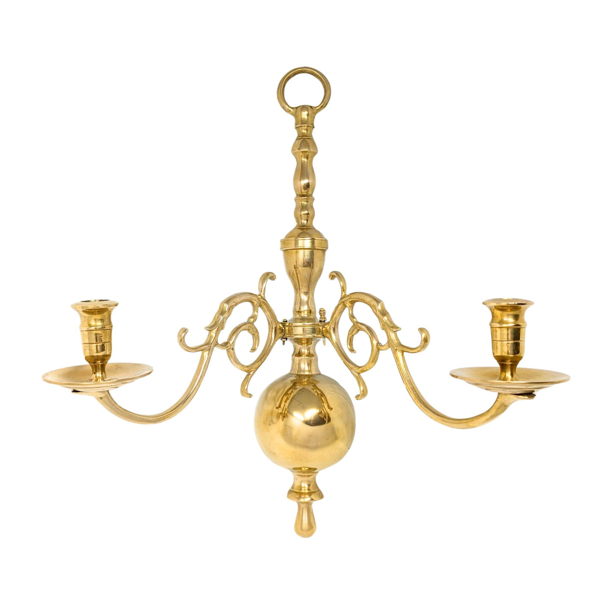 Colonial Style Cast Brass 2-Arm Candle Sconce