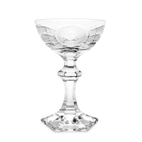 Set of 12 Vintage Fine Cut Crystal Champagne Glasses, "R" Monogram