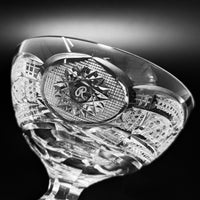 Set of 12 Vintage Fine Cut Crystal Champagne Glasses, "R" Monogram