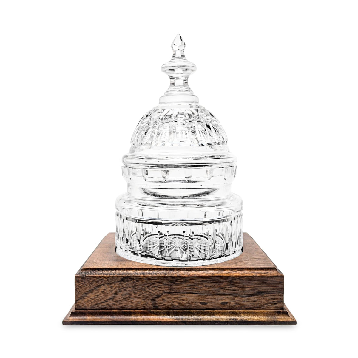 Waterford Crystal U.S. Capitol Dome Biscuit Barrel w/ Wooden Base