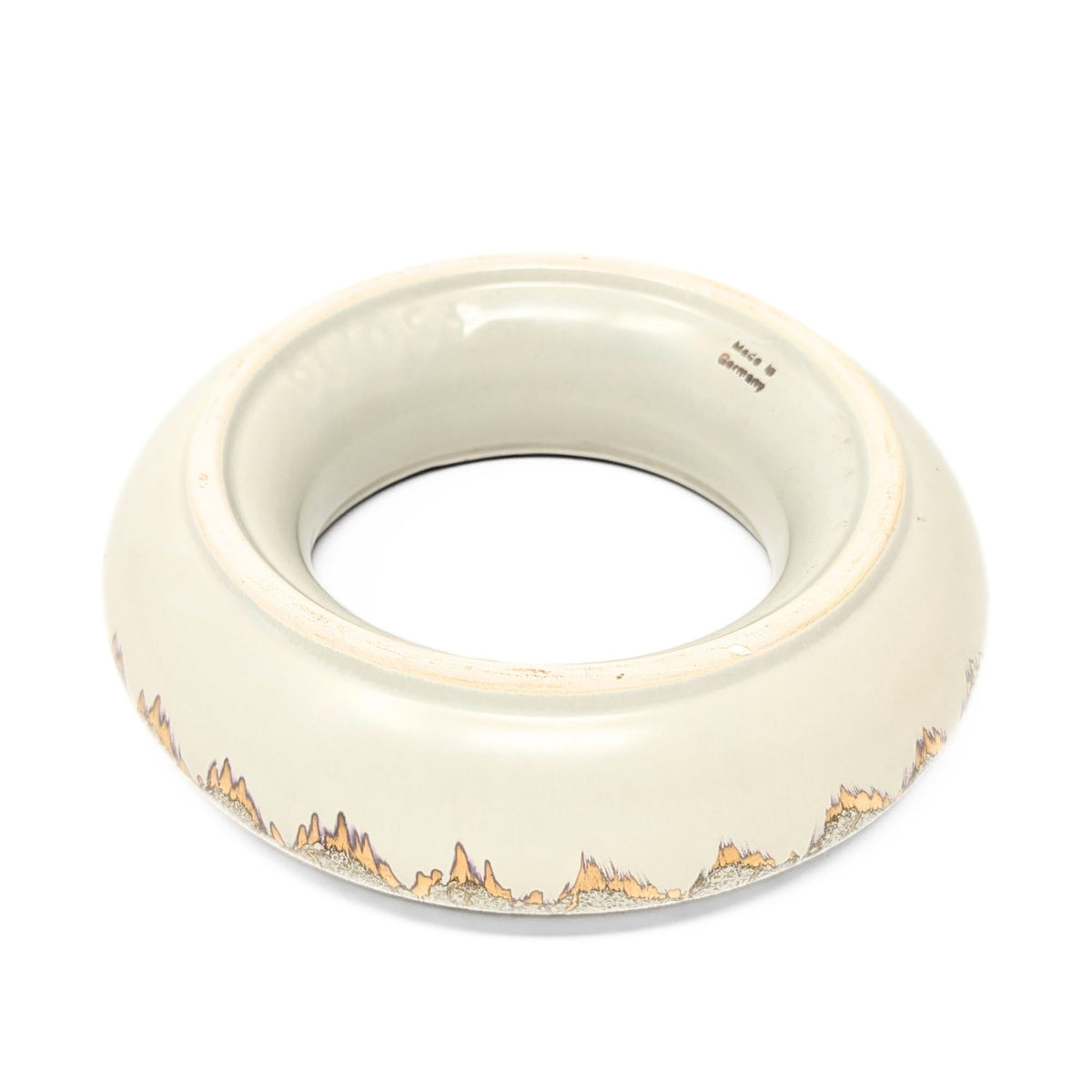 Dümler & Breiden Vintage German Pottery Pansy Ring and Birdbath Candlestick