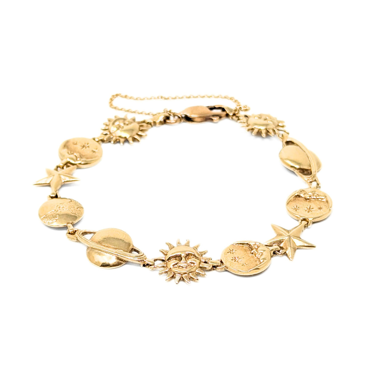 10K Gold Celestial Themed 7" Bracelet