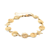 10K Gold Celestial Themed 7" Bracelet