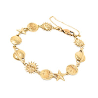 10K Gold Celestial Themed 7" Bracelet