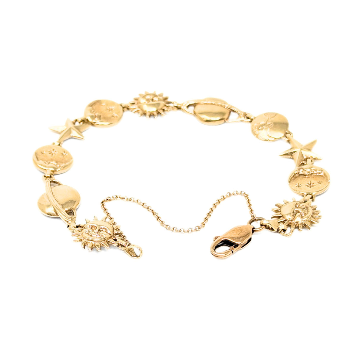 10K Gold Celestial Themed 7" Bracelet