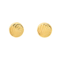 18K Gold 11mm Button Swirl Earrings