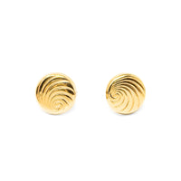 18K Gold 11mm Button Swirl Earrings