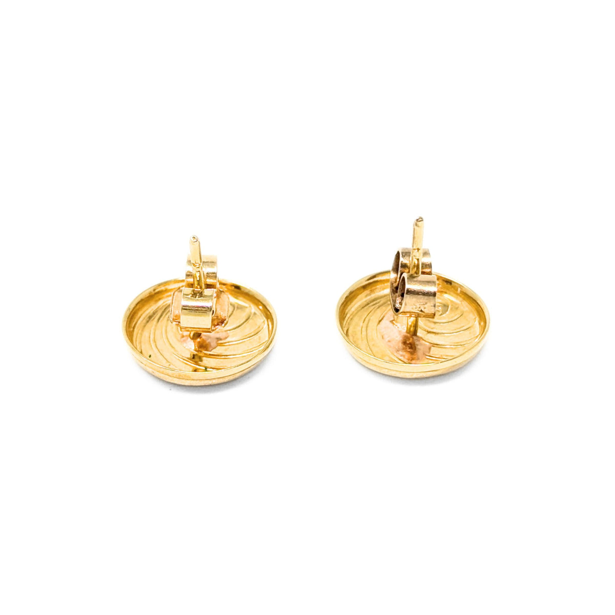 18K Gold 11mm Button Swirl Earrings