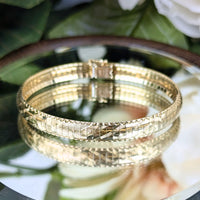 Aurafin 14K Gold Multi-Textured 7mm 7” Flex Bracelet
