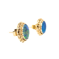 14K Gold Fire Opal 16mm Button Earrings