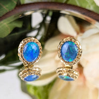 14K Gold Fire Opal 16mm Button Earrings