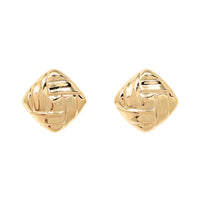 14K Gold Square Pillow Woven Square Earrings