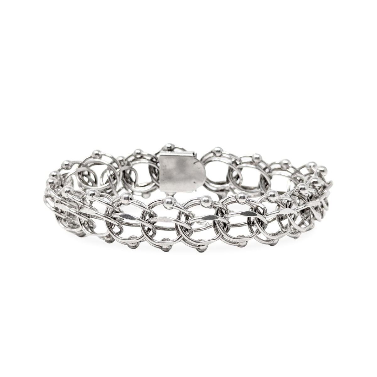 Sterling Silver Triple Link 14mm 6.5" Charm Bracelet
