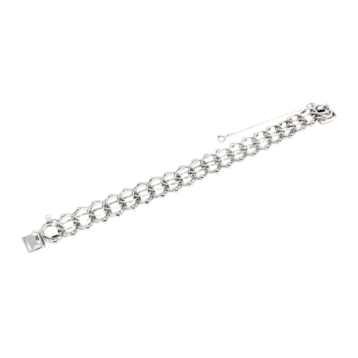 Sterling Silver Triple Link 14mm 6.5" Charm Bracelet
