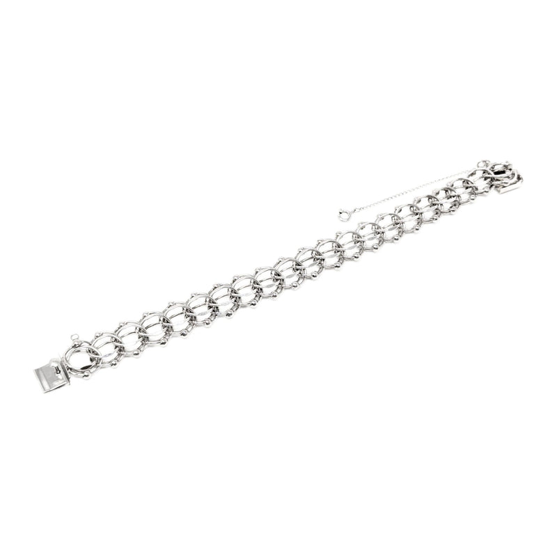Sterling Silver Triple Link 14mm 6.5" Charm Bracelet