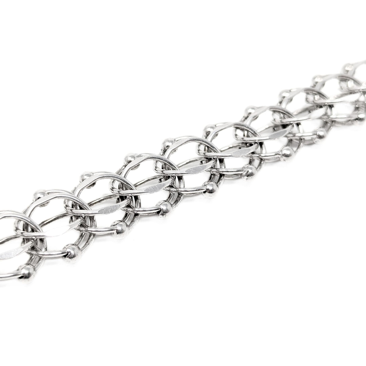 Sterling Silver Triple Link 14mm 6.5" Charm Bracelet