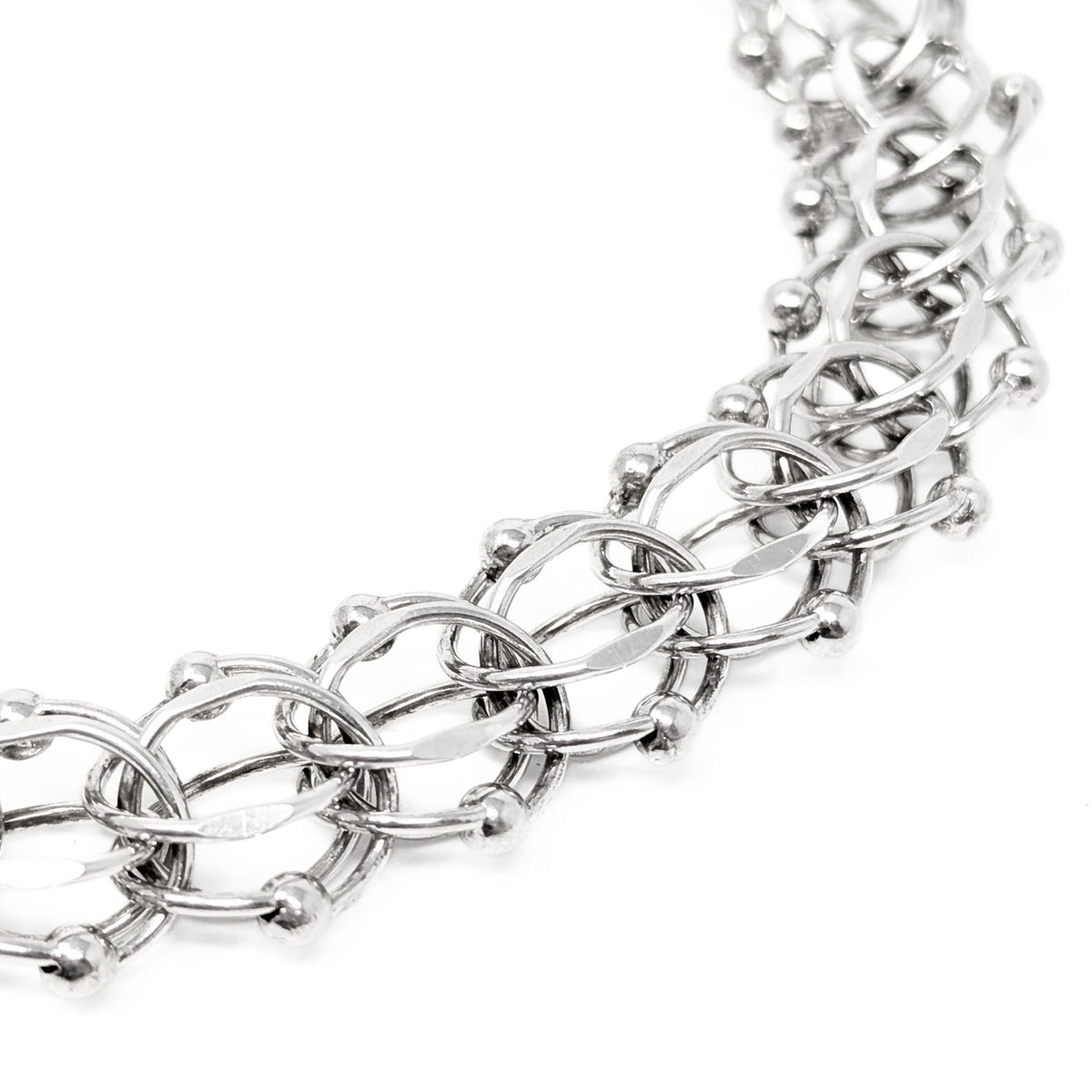 Sterling Silver Triple Link 14mm 6.5" Charm Bracelet