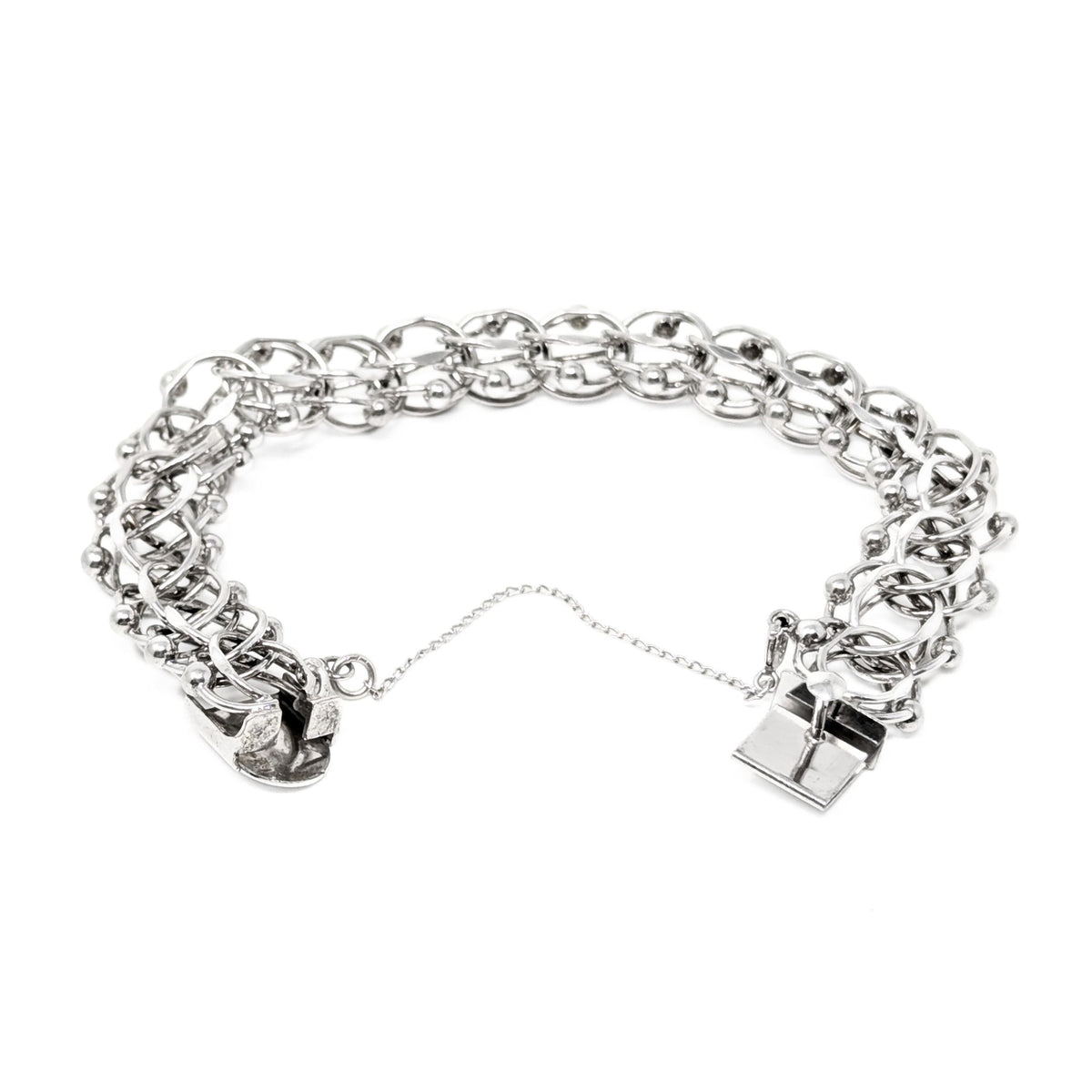 Sterling Silver Triple Link 14mm 6.5" Charm Bracelet