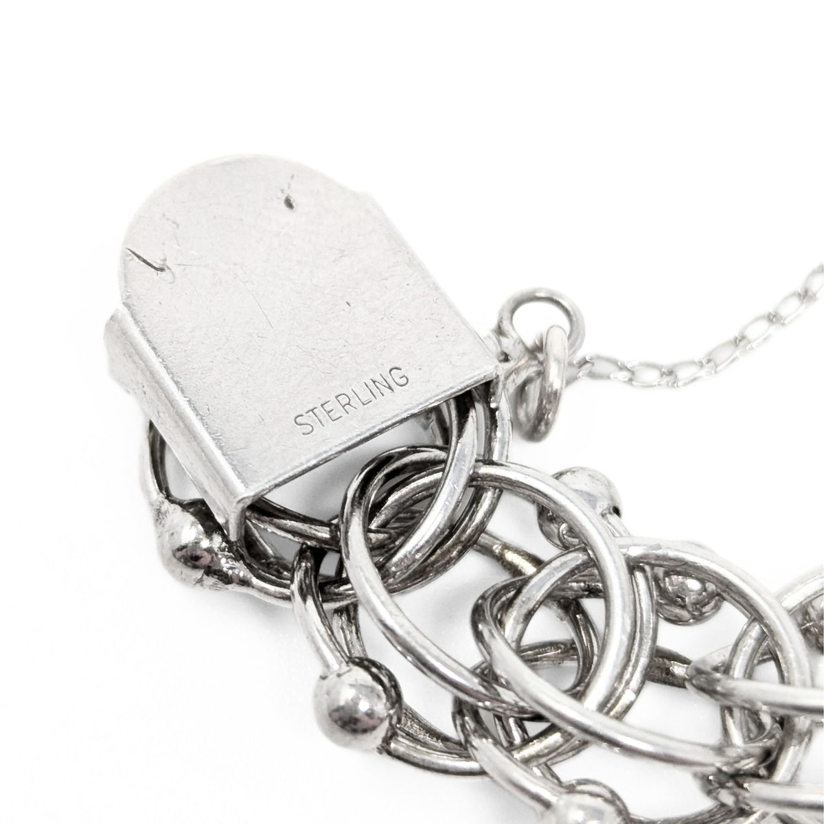 Sterling Silver Triple Link 14mm 6.5" Charm Bracelet