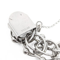 Sterling Silver Triple Link 14mm 6.5" Charm Bracelet
