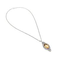 Antique Sterling Faux Citrine Filigree Necklace