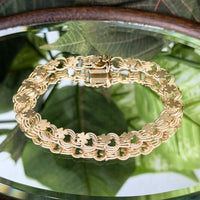 14K Gold Shamrock Link 7" Charm Bracelet