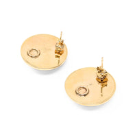 14K Gold 15mm Mabe Pearl Button Earrings