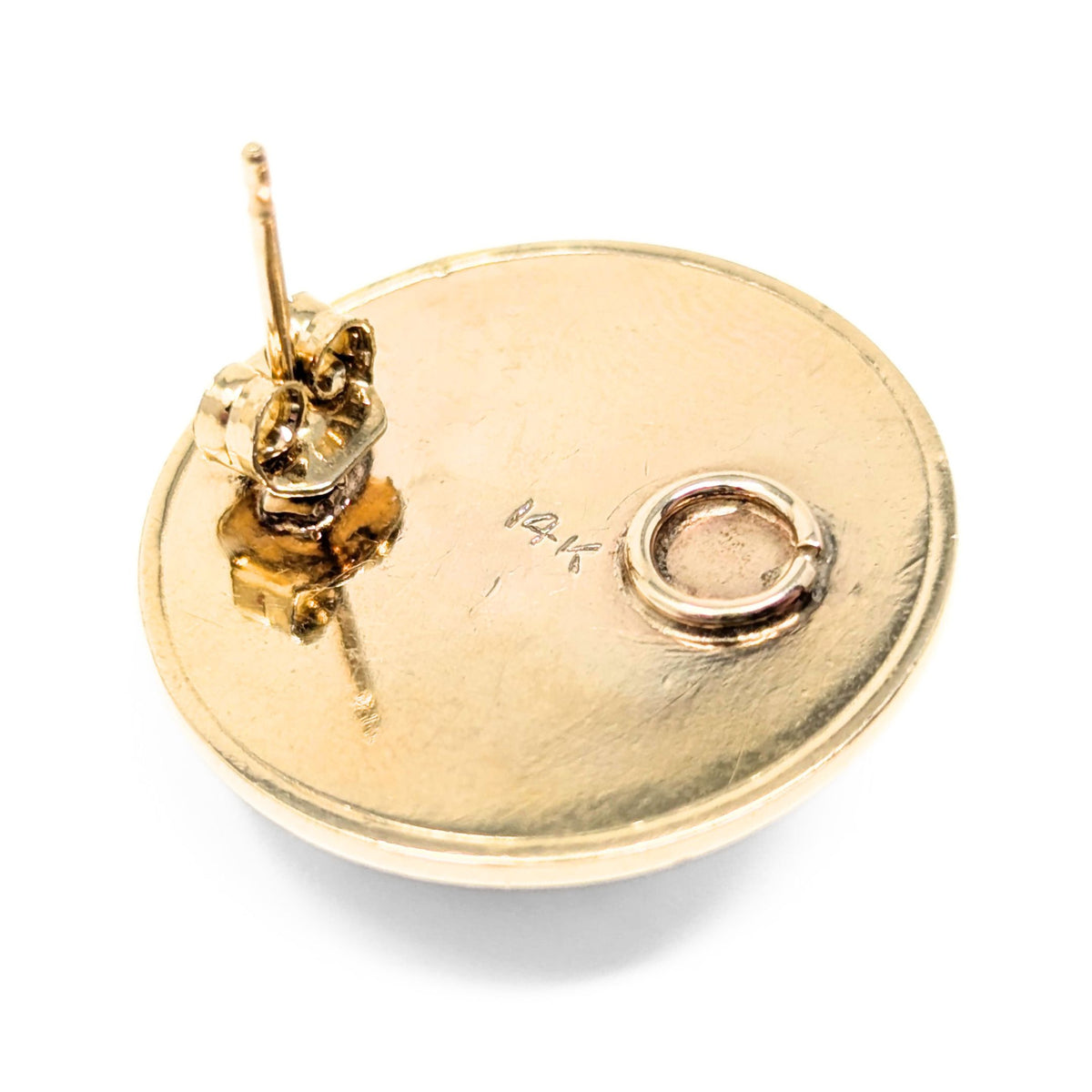 14K Gold 15mm Mabe Pearl Button Earrings