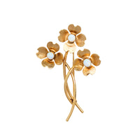 Van Dell 14K Gold Filled Opal Flower Earrings & Brooch Set