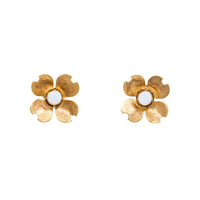 Van Dell 14K Gold Filled Opal Flower Earrings & Brooch Set