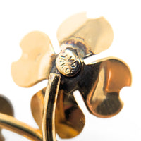 Van Dell 14K Gold Filled Opal Flower Earrings & Brooch Set