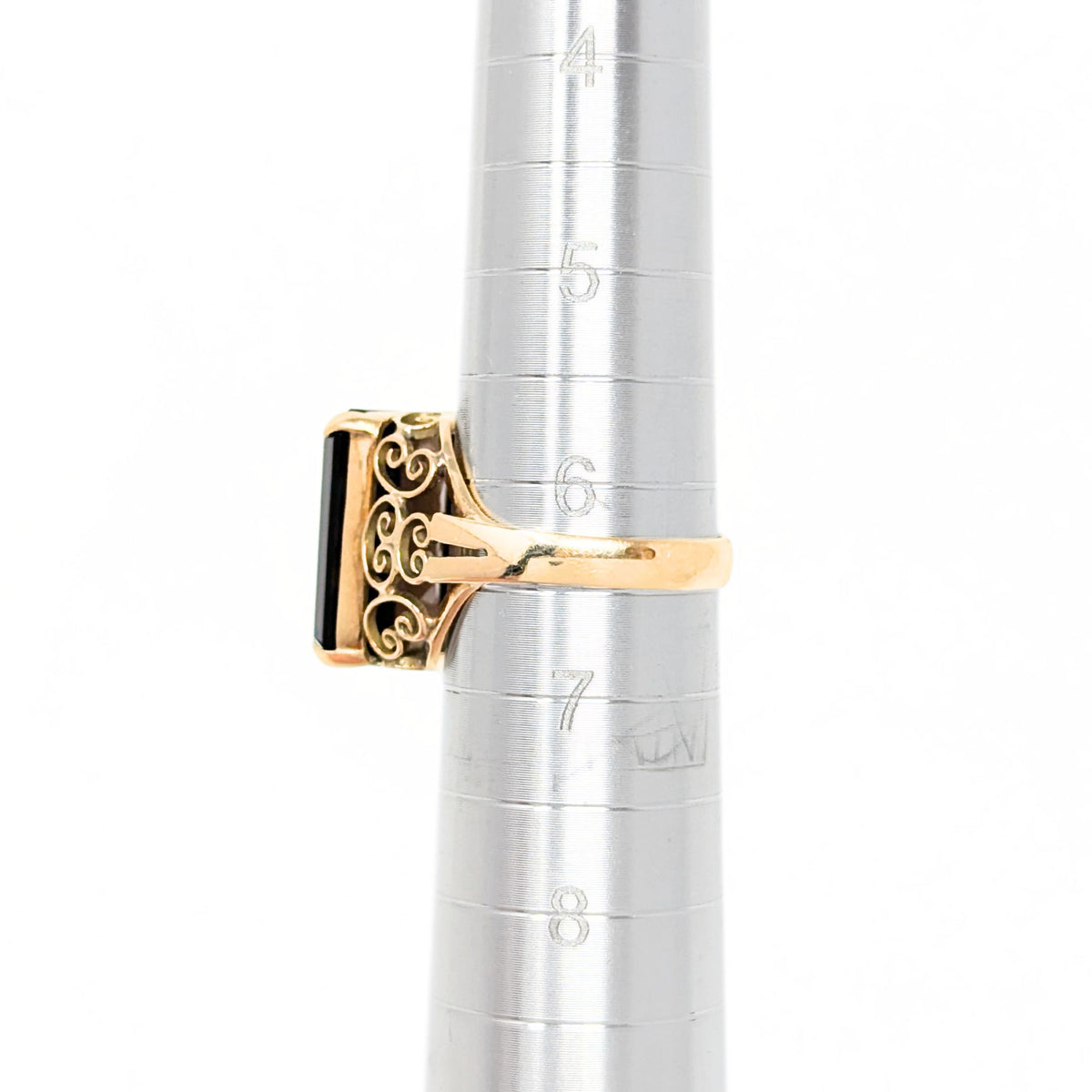 14K Gold Large Smoky Quartz Filigree Ring - Size 6.5