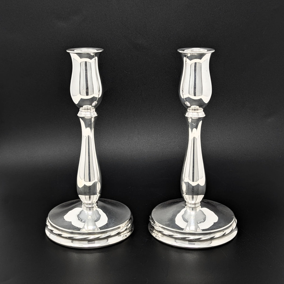 Towle "Silver Flutes" Weighted Sterling 7" Candlesticks (Pair)