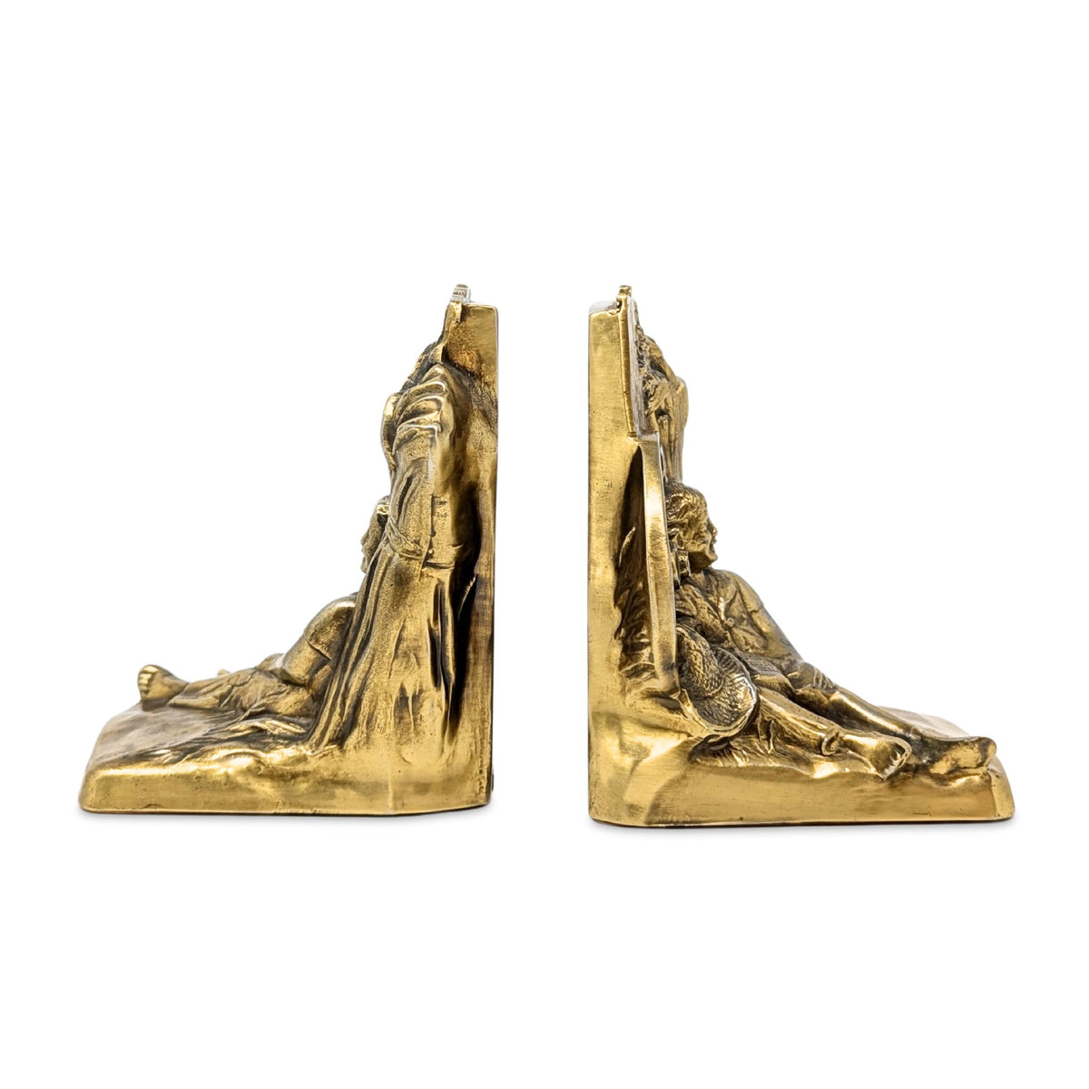 Vintage PM Craftsmen Tom Sawyer/ Huckleberry Finn Brass Bookends