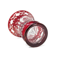 Egermann Bohemian Etched Cut to Clear Ruby 6" Vase