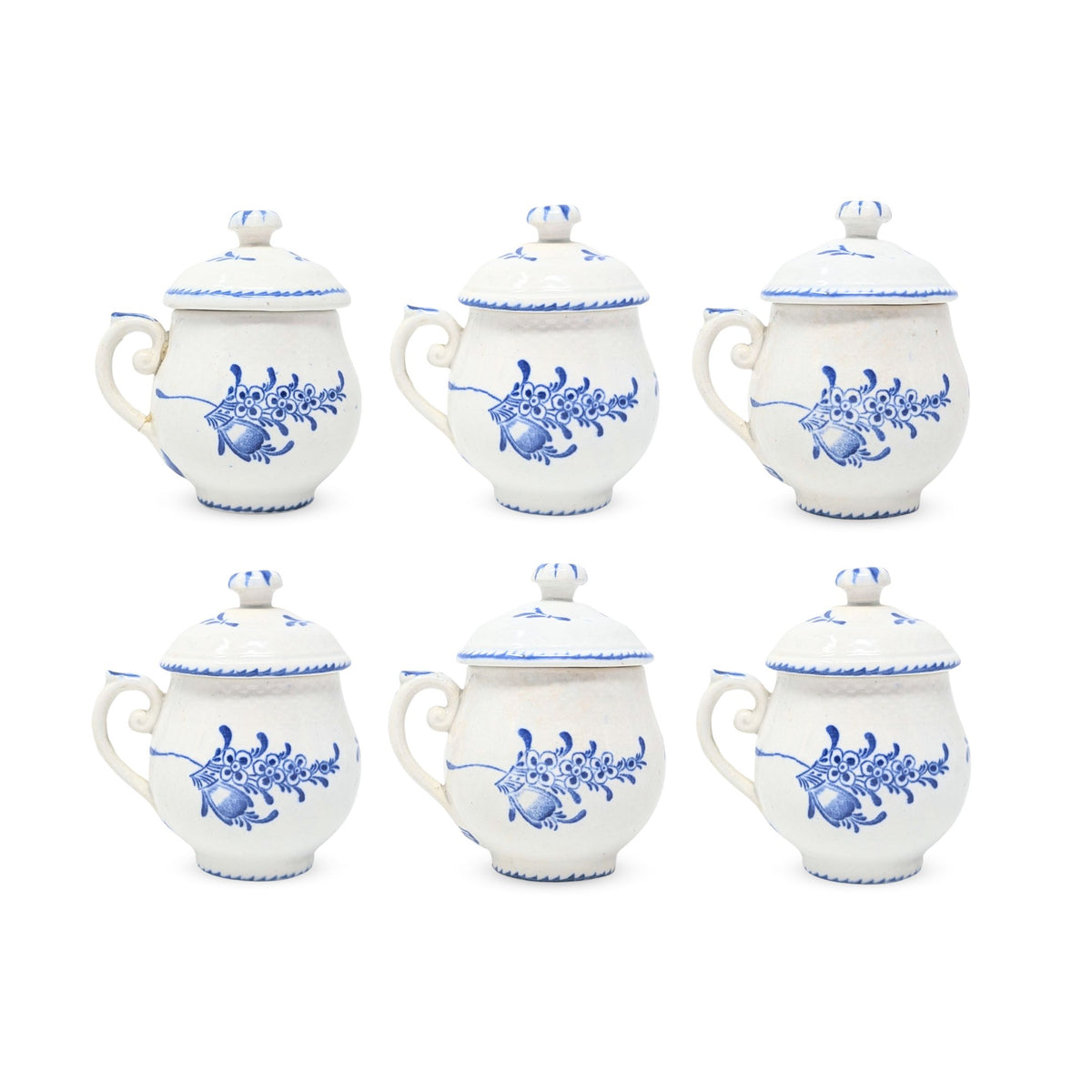 Tournai, Belgium 19th c. Lidded Pots de Creme (6)