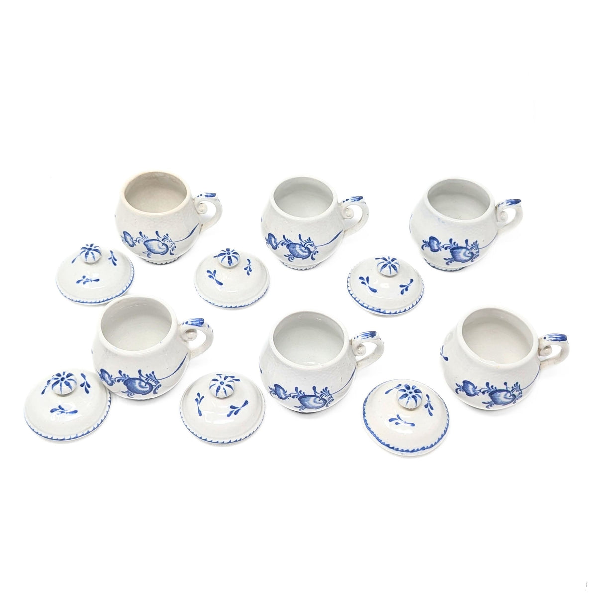 Tournai, Belgium 19th c. Lidded Pots de Creme (6)