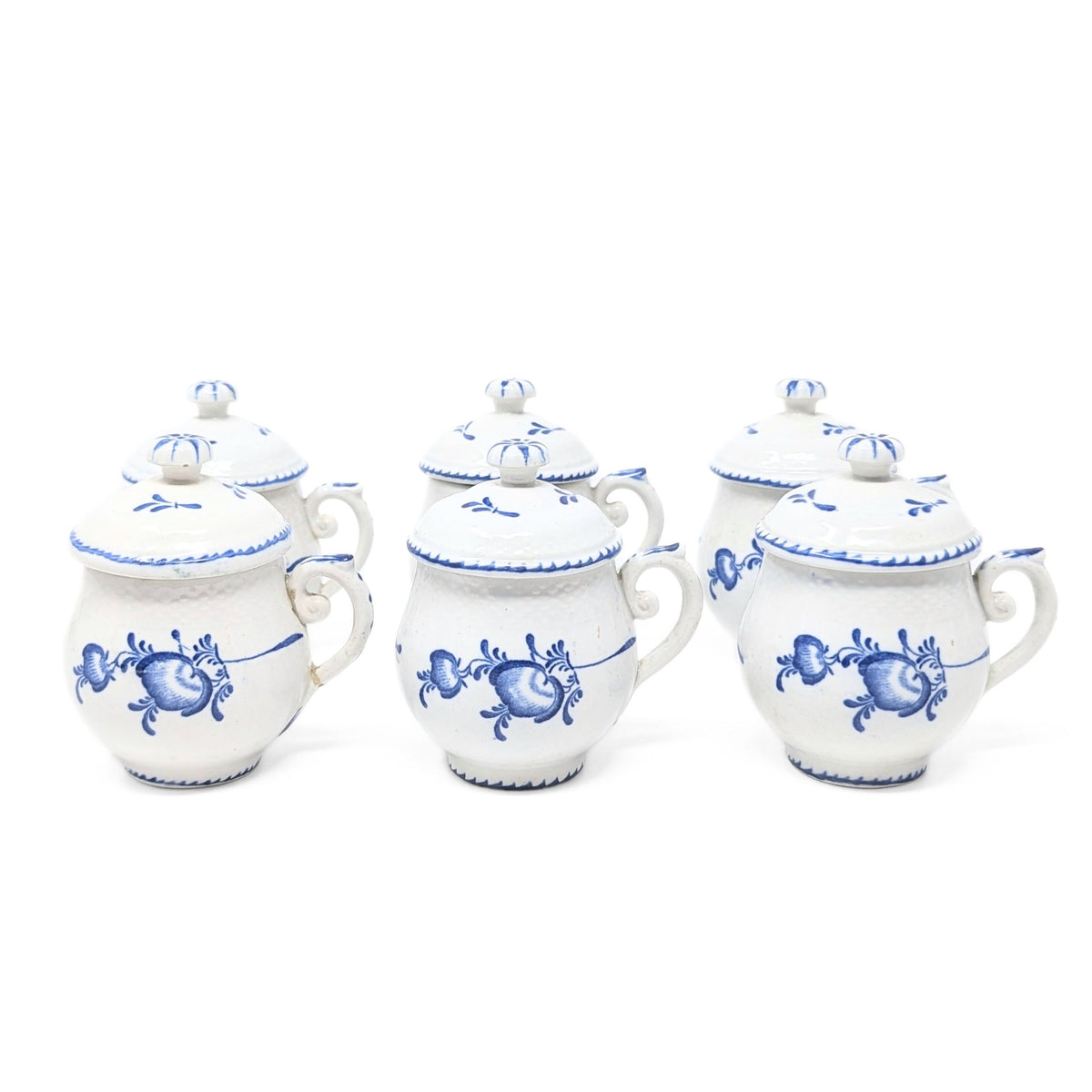 Tournai, Belgium 19th c. Lidded Pots de Creme (6)